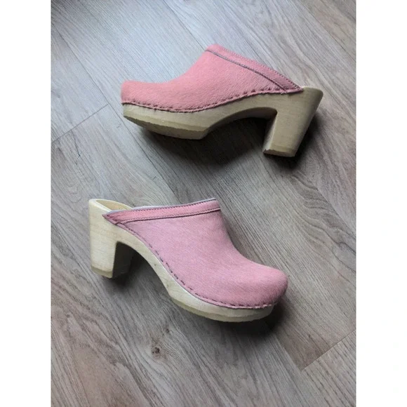 No.6 Old School Clogs High Heel Pink Pony Hair Womens 7.5 - 8 EU 38 - Picture 8 of 16